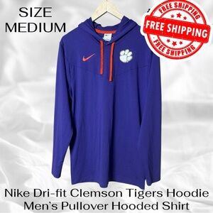 Nike Dri-fit Clemson Tigers Hoodie Men’s Medium Pullover Hooded Shirt FREE SHIP